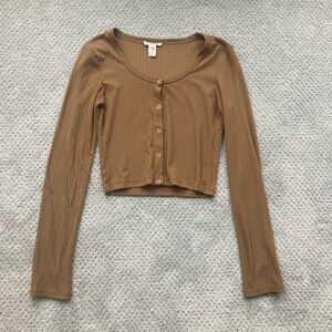 Capella Brown Button-Down Women's Top Size Medium